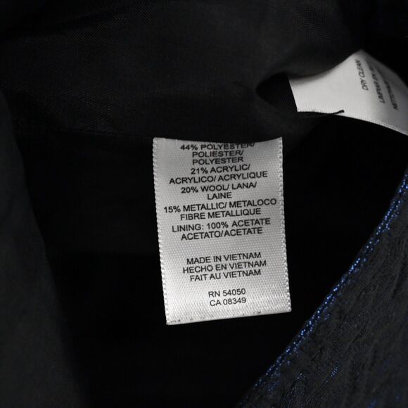 JONES NEW YORK Jacket Womens Sz S Blue Metallic Quilted Herringbone Button Front - Picture 8 of 13